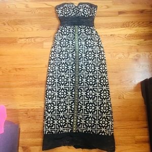 Nicole Miller collection strapless maxi dress